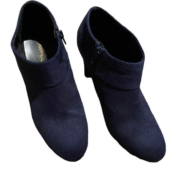 X Appeal size 39 (USA size 8) heeled bootie navy excellent condition see pics - Picture 1 of 4